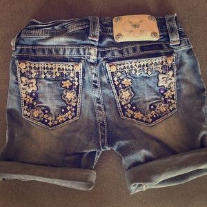 Miss Me girls jean shorts. Medium length.